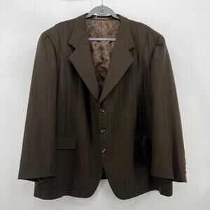 Vintage 1992 Greg Chapman Custom Tailored Blazer Brown Paisley Lining XXL
